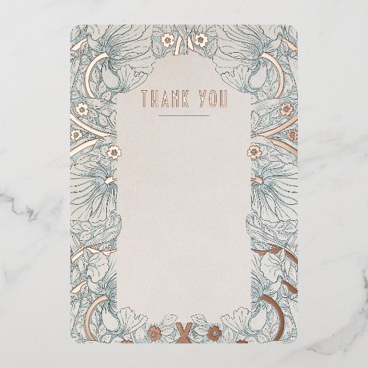 Victoriaans Pimpernels Morris bruiloft dank u Folie Uitnodiging (Voorkant)