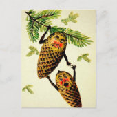 Victoriaans Pinecone-kerstBriefkaart Briefkaart (Voorkant)