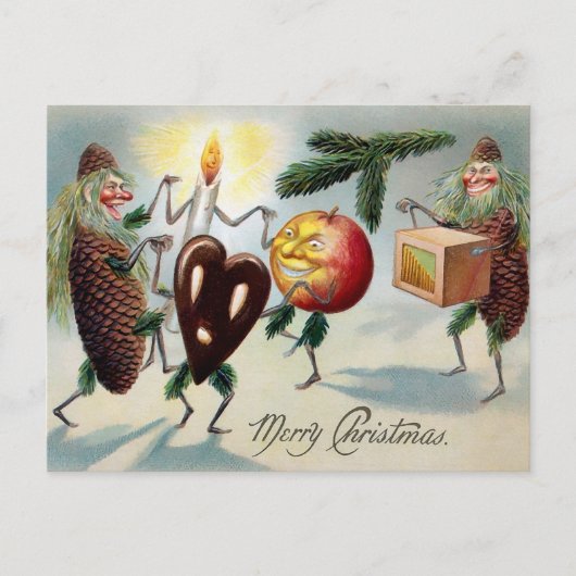 Victoriaans Pinecones Kerstmis Briefkaart (Voorkant)