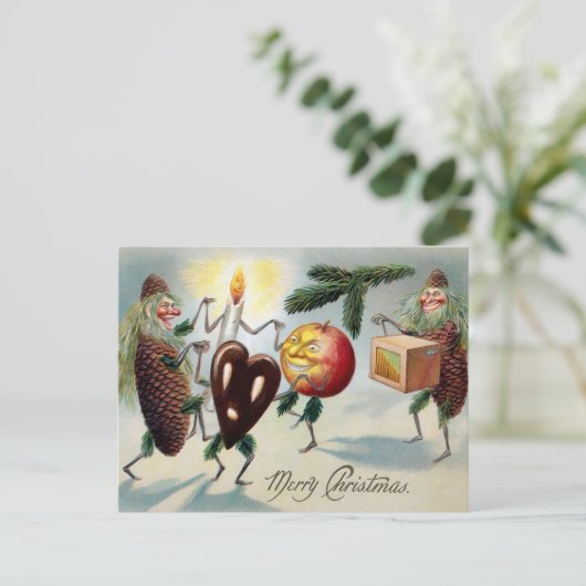 Victoriaans Pinecones Kerstmis Briefkaart (Staand voorkant)