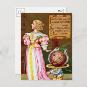 Victoriaans Plum Pudding Kerstmis Briefkaart (Voorkant / Achterkant)
