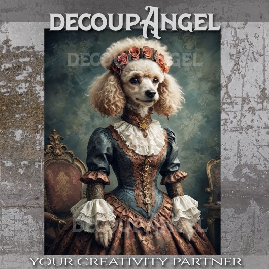 Victoriaans poedel -Decoupage- Tissuepapier