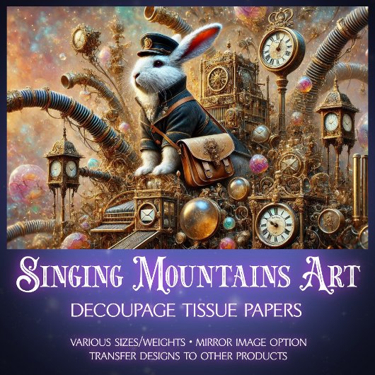 Victoriaans Postal Rabbit Steampunk Decoupage Tissuepapier