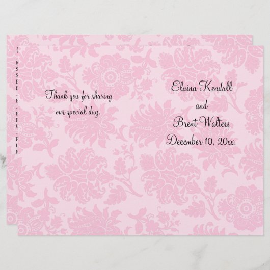 Victoriaans programma Damask Wedding (Voorkant / Achterkant)