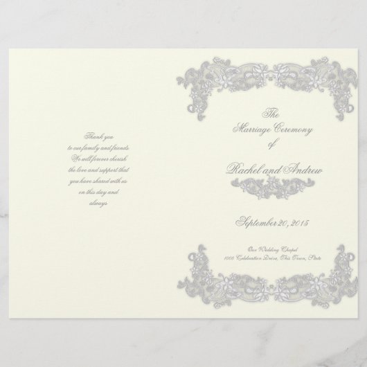 Victoriaans programma Floral Silver Gray Wedding (Voorkant)