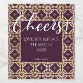 Victoriaans pruim & gouden proost wijn etiket (Enkel label)