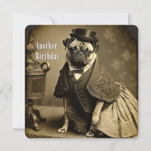 Victoriaans Pug Birthday Kaart - Funny afbeelding 