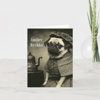 Victoriaans Pug Birthday Kaart - Funny afbeelding 