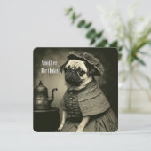 Victoriaans Pug Birthday Kaart - Funny afbeelding (Staand voorkant)