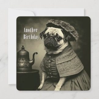 Victoriaans Pug Birthday Kaart - Funny afbeelding 