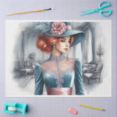 Victoriaans Red Head Beauty Decoupage Tissuepapier (Craft)