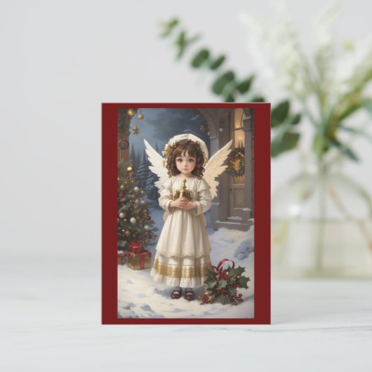 Victoriaans  Retro Christmas Angel Briefkaart (Staand voorkant)