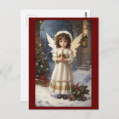 Victoriaans  Retro Christmas Angel Briefkaart (Voorkant / Achterkant)