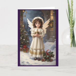 Victoriaans  Retro Christmas Angel Feestdagen Kaart