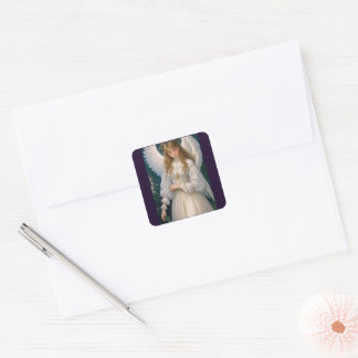 Victoriaans  Retro Christmas Angel Vierkante Sticker