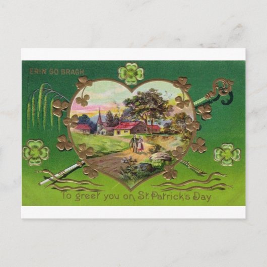 Victoriaans Retro Ierse St. Patrick's Day Briefkaart (Voorkant)