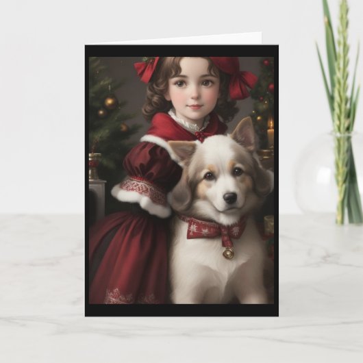 Victoriaans  Retro Kerst Feestdagen Kaart (Voorkant)