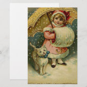 Victoriaans  Retrokinderen en kerstmis Briefpapier (Voorkant / Achterkant)