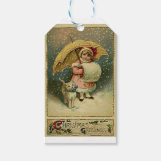 Victoriaans Retrokinderen en kerstmis Cadeaulabel