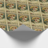 Victoriaans Retrokinderen en kerstmis Cadeaupapier (Hoek)