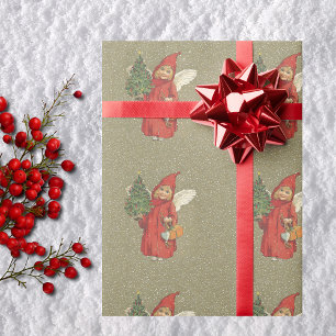 Victoriaans rode kerstmanenboom Cadeaupapier
