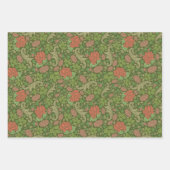 Victoriaans  rode rozen roze mazelen inpakpapier vel (Voorkant 2)