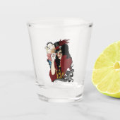 Victoriaans rode steampunk zwarte octopus shot glas (Voorkant)