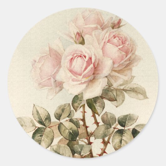 Victoriaans Romantische Rozen Ronde Sticker (Voorkant)