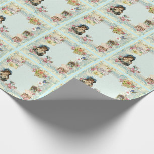 Victoriaans rood Frans script Romantic schrijven Cadeaupapier