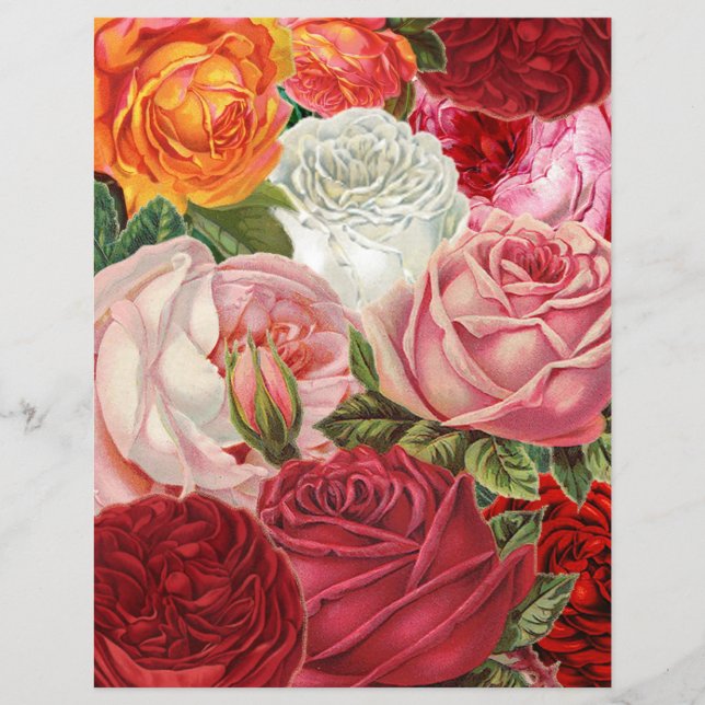 Victoriaans Roos Collage Scrapbook Paper (Voorkant)