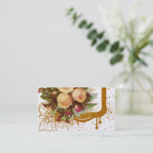 Victoriaans Roos Elegance Gold Visitekaartjes (Staand voorkant)
