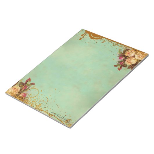Victoriaans Roos elegant papierpad Notitieblok (Schuin)