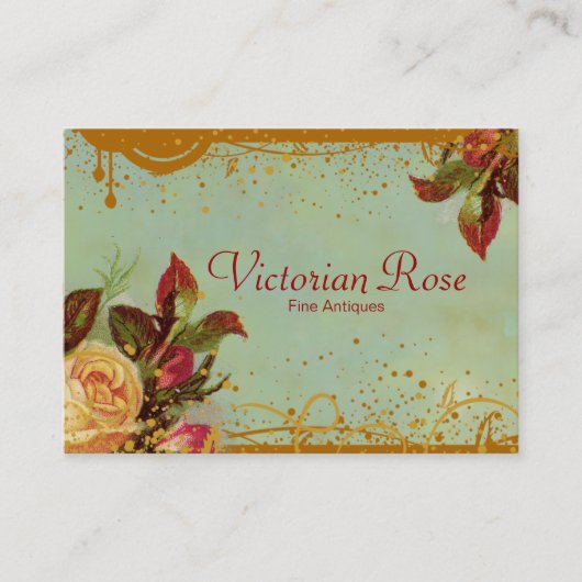 Victoriaans Roos Elegante Visitekaartjes (Voorkant)