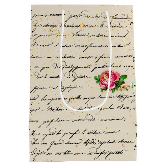 Victoriaans Roos en brief Medium Cadeauzakje (Achterkant)