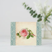Victoriaans Roos en Damask Briefkaart (Staand voorkant)