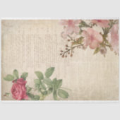 Victoriaans Roos en tekst Ephemera-ontkoppeling Tissuepapier (Voorkant)