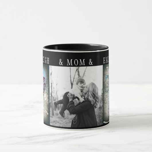 Victoriaans Roos Ephemera Monogram Mok (Midden)