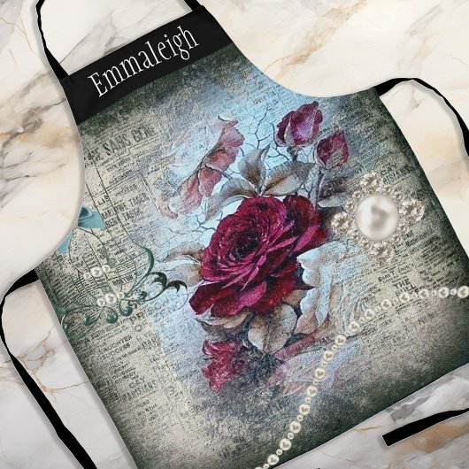 Victoriaans Roos Ephemera Schort
