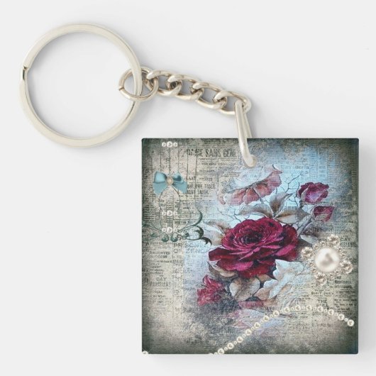 Victoriaans Roos Ephemera Sleutelhanger (voorkant)
