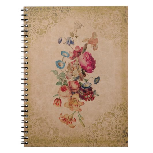 Victoriaans Roos — Floral notebook Notitieboek (Voorkant)