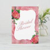 Victoriaans Roos Floral Wedding Kaart (Staand voorkant)