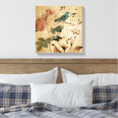 Victoriaans Roos Parijs Scripts franse vogelbotani Canvas Afdruk (Insitu (Slaapkamer))