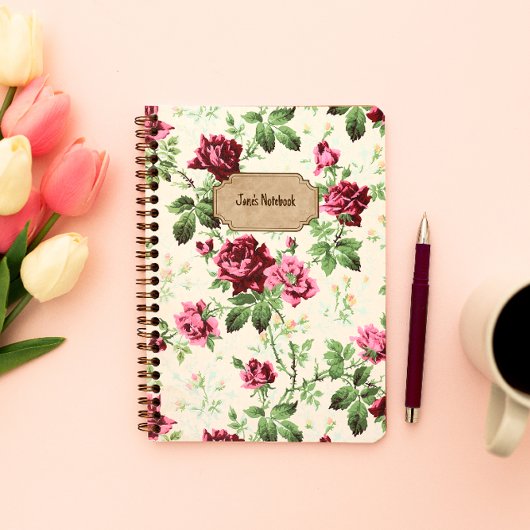  Victoriaans roos patroon aangepaste naam Notitieboek