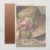 Victoriaans Roos Pet met beige Bedankkaart (Voorkant / Achterkant)