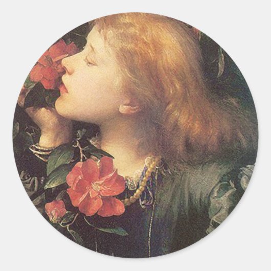 Victoriaans Roos Ronde Sticker (Voorkant)