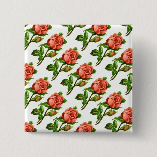 Victoriaans Roos Thema Party Theme Pin Button (Voorkant)