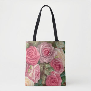 Victoriaans Roos Tuin - Pastel Roze Bloomen Draagtas