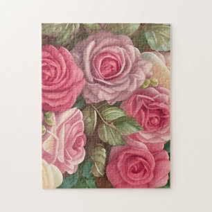 Victoriaans Roos Tuin - Pastel Roze Bloomen Legpuzzel