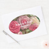 Victoriaans Roos Tuin - Wedding Bouquet Ovale Sticker (Envelop)