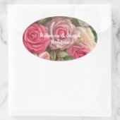 Victoriaans Roos Tuin - Wedding Bouquet Ovale Sticker (Tas)